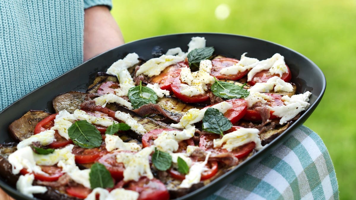 Grilled eggplant salad